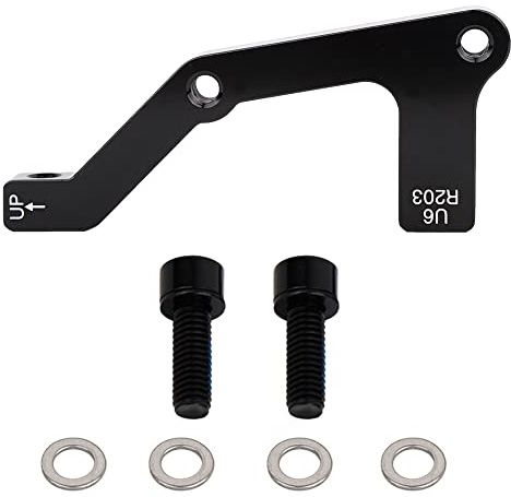 MechKit Bike Disc Brake Adapter Mount Caliper Adapter for 203mm Rotor | B-R203, Alloy, 2 × Bolts, 4 × Washers, Black