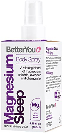 BetterYou Magnesium-Schlafkörperspray, hergestellt mit Zechstein Magnesiumchlorid und ätherischen Ölen, Magnesium-Ergänzung, natürliche Schlafhilfe, ohne Palmöl, 100 ml (600 x sprühen)