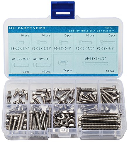 #6–32 UNC Edelstahl Innensechskant-Schrauben Sechskantmuttern Sortiment Set