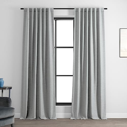 HPD Half Price Drapes Bellino Textured Faux Linen Room Darkening Curtains 84 Inches Long (1 Panel), Curtains for Bedroom & Living Room, 50W x 84L, Vista Grey