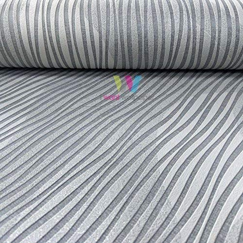 Grandeco Floral Leaf Pattern Wallpaper Embossed Stripe Glitter Motif A23602