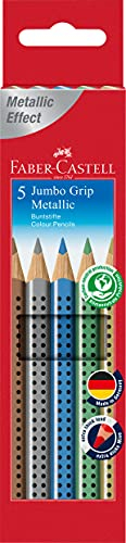Faber-Castell 110993 - Buntstift Jumbo Grip Metallic, 5er Etui