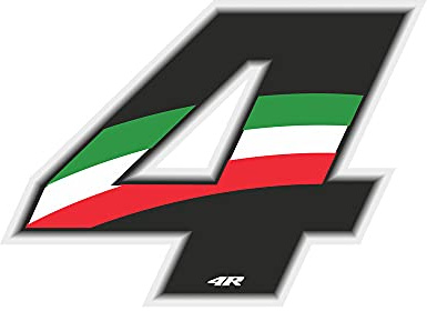 4R Quattroerre.it 13214 Startnummer 4 Aufkleber für Motorräder, Italien, 65 x 85 mm