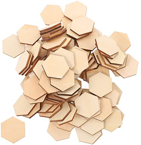 Holzscheiben Sechseck für DIY Handwerk Deko Geschenkanhänger 100 Stücke 30mm
