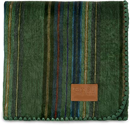 QISU Alpaka-Wolldecke | groß, schön, warm, bunt | 215,9 x 165,1 cm | ultraweich, hypoallergen und atmungsaktiv | Nicht juckender oder kratziger Stoff (grün variiert)