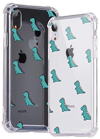 Idocolors Cases for iPhone XR Cute Dinosaur Design, Shockproof Phone Case Soft TPU with Bumper & Four Corner Reinforced Protective, Cover Thin Anti-Scratch Animal Pattern