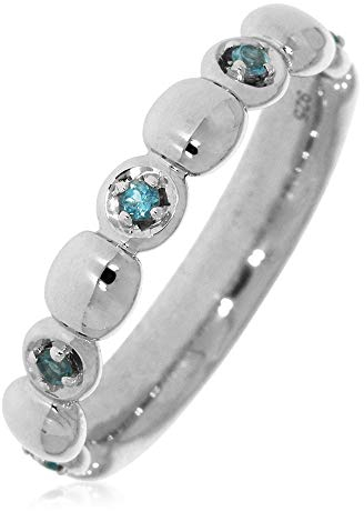XEN Ring mit 5 Blautopase ca. 0,10 ct. rhodiniert 52 (16.6)