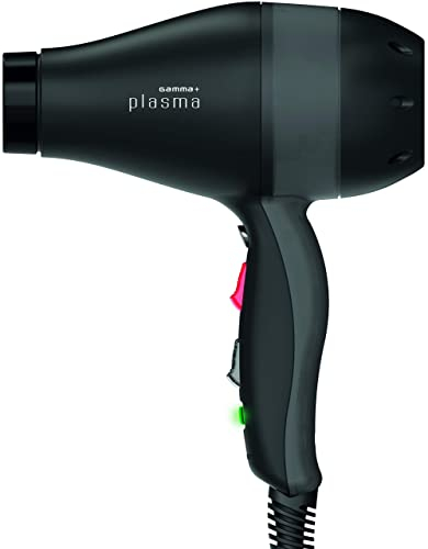 GAMMAPIU' Ionen Haartrockner PLASMA, Fachmann Hair Dryer mit Aktiver Sauerstoffaktivator, Professioneller Haartrockner mit UV-Lampe und Ionengenerator, Leise Föhn, Farbe Schwarz/Transparent Schwarz