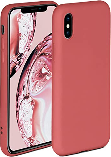 ONEFLOW Soft Case für iPhone X/iPhone XS Hülle aus Silikon mit Kameraschutz, Silikonhülle mit erhöhtem Schutz fürs Display, Backcover Schutzhülle, weiche Handyhülle, Rot