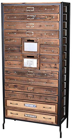 Schubladenschrank „Fabrik Wohnung“ – Industrial Kommode | 20 Schubladen | Holz & Metall | Apothekerkommode im Loft-Stil lof071 Palazzo Exklusiv