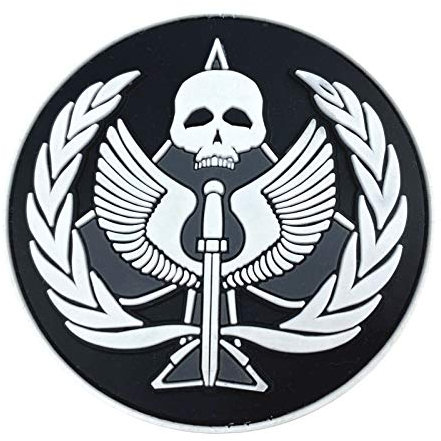 Task Force 141 Black Operative Emblem PVC Airsoft Cosplay Patch (Blanc)