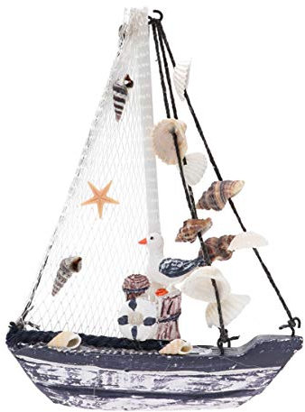 Mini Sailing Boat Sail Ship Scalpture Action Figure Toys Beach Ocean Decor Sail Scalpture Wooden Toys Sailboat Magnet Wood Boat Model Nautical The Mediterranean Handicrafts Bamboo