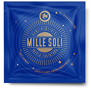 MilleSoli Caffè Espresso - ESE Pads 50 Stück je 7g - Kaffeepads - Traditionelle Dreifachröstung In Handarbeit - perfekte Crema und besonders säurearm