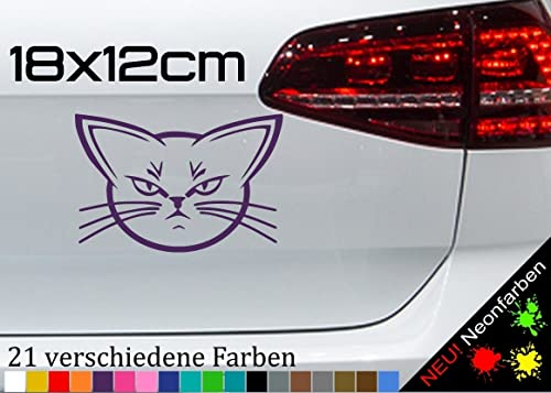 Grumpy Cat Aufkleber Bad Cat Angry Kater Sticker Hauskatze Mieze Meow 18x12cm in 21 Farben
