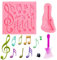 Nifocc 2 Stück Musik Noten Silikonform Musikinstrumente Silikonform Gitarre Torten Formen Deko Kuchen Formen Backformen für Dekorieren Kuchen Schokolade Muffin Süßigkeiten