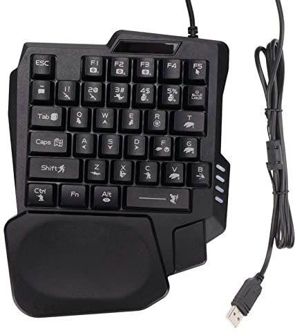 Gaeirt Clavier de Jeu à Une Main 35 Touches Clavier Filaire tastiera Gaming Clavier Noir à Une Main avec Large Repose-Paume pour Ordinateur, Jeux Mobiles, Claviers Gaming