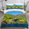 NUYSP Bettwäsche 155x220 Retro-Zug Jungen Teenager Kinderbettwäsche Hypoallergen Weich Mikrofaser Bettwäsche-Sets Österreichische Landschaft Bettbezug mit Reißverschluss und 2 Kissenbezug 80x80cm