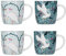 Kitchencraft Oriental Exotic Crane Set 4 Stoneware Barrel Coffee Mugs,Green,425ml