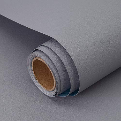 Decoroom Sticky Back Plastic Self Adhesive Paper Light Grey 30X300cm Peel and Stick Wallpaper Vinyl Wrap Roll Covering Cupboard Bedroom Living Room Removable DIY Refurbished Furniture Stickers