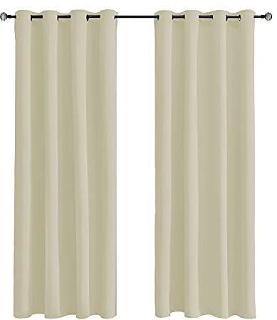 Tenger Home Gardinenschals Verdunkelungsvorhang Gardinen Blickdicht Vorhang Schlafzimmer mit Ösen, 1 Stück (Creme, 150 x 150 cm)