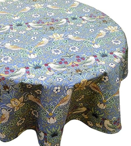 WILLIAM MORRIS Strawberry Thief Blue 132cm Circular Acrylic/PVC Tablecloth