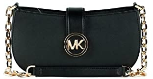 Michael Kors Carmen XS Leder Pouchette Schultertasche, Schwarz