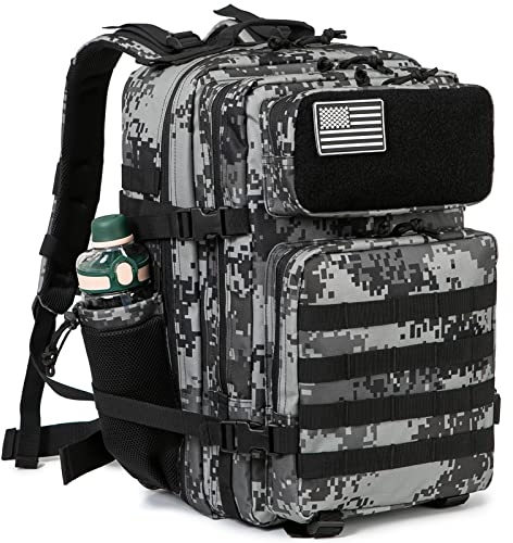 QT&QY Sac à dos tactique militaire pour hommes Sac de jour Molle 45L Grande capacité sac à dos de fitness Sac à dos de randonnée avec porte-bouteille