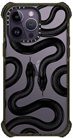 CASETiFY Ultra Impact iPhone 14 Pro Max Case [5x Military Grade Drop Tested / 11.5ft Drop Protection] - Black Kingsnake - Glossy Black