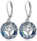 Boucle d'oreille Arbre de Vie Femme, Boucles d'oreilles Arbre de Vie Argent Sterling 925, Boucles d'oreilles Femme Arbre de Vie avec Cristal, Arbre de Vie Bijoux pour Femme Maman
