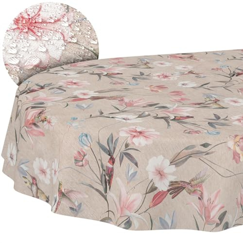 Stoff Tischdecke Tischwäsche Textil Tischtuch Baumwolle Polyester Gewebe abwaschbar pflegeleicht, in rund oval eckig Kalibri Oval 180x140cm Schnittkante
