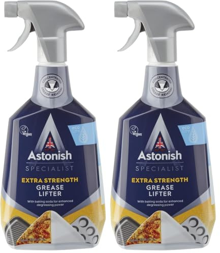 Astonish Specialist Extra Strength Grease Lifter Spray, for De-Greasing Surfaces and Kitchen Appliances, Fast Acting Strong Formula, Contains Baking Soda, 750ml (Pack of 2)
