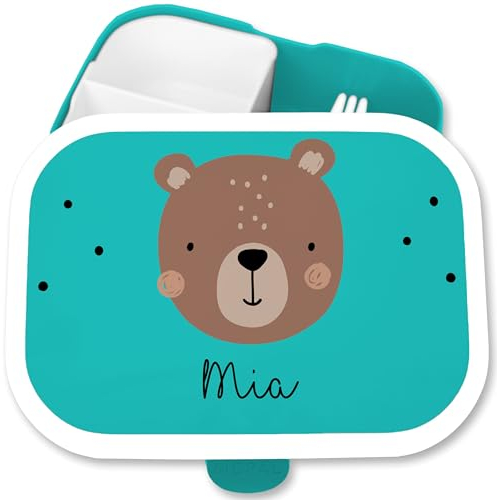 Brotdose Kinder Campus für Mepal - Brotbox Boho Bär Vesperdose Bären Lunchbox Bear I - 750 ml - Türkis - personalisierte jause brotdosen mädchen name fächern kind