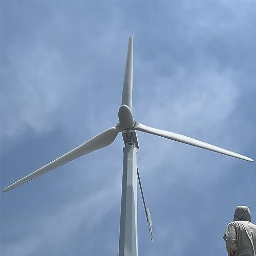 Genway 10KW Horizontale Windkraftanlage Kit 3 Blätter Windgenerator 220V Hocheffizient Dreiphasig Permanentmagnet Generator Windmühle 10000W Windturbine Komplett Windräder