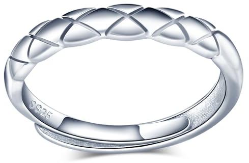 MICMIF Damenring Schlangenring 925 Sterling Silber Ringe Frauen Verstellbare Ring Minimalistisch Ring Bandring Fingerring Schmuck für Frauen Freundin Mädchen Mutter