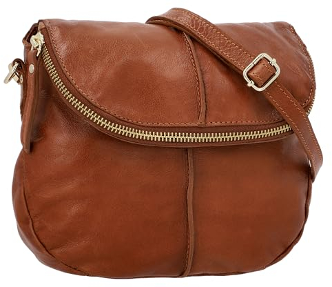 Gusti Umhängetasche Leder - Iselin Damen und Herren Handtasche Schultertasche Partytasche Festivaltasche Ledertasche Braun Leder