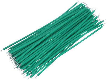 sourcing map 50PCS 20AWG Breadboard Jumper Cable Wires Tinned 1 Pin 10CM Electrical Jumper Wire Soldering Terminal Flying Wire Flexible for DIY Projects, Demonstration Teaching Green