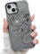 NITITOP Compatible with iPhone 13/14 Case Cute Girly Women with Cool Dragon Design Colour Silver Iridescent Sparkly Shockproof Soft TPU Bumper Protective Phone Cover - Black