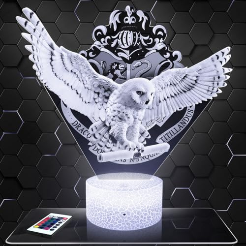 Lampe Hedwig, Dekoration für Jungen und Mädchenzimmer, 3D-Lampe Fantasiefilm Magie, Geschenkidee Hedwig, Geschenkidee für dekoratives sanftes Licht Nachtlicht, Bürodeko geschenkidee für Teenager TOP