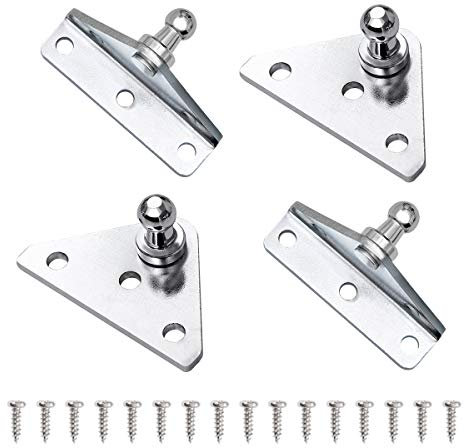 10MM Gasdruckfeder Kugelbolzen Halterung für Gasdruckdämpfer Stossdämpfer Federstütze Silber 4PCS, mit 16 Stück Schrauben