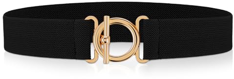 GEEHUA Women Elastic Belt, Invisible Stretch Ladies Belt Skinny Waist Belt Elastic Waistband Waist Band for Dresses Jeans(Black)