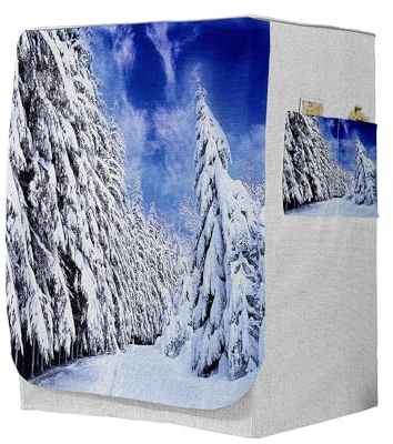 Highdi 3D Funda de Lavadora Cubierta, Secadoras de Carga Frontal Protector Exterior Cubierta a Prueba de Polvo (Capacidad L 10,5~12 kg,Invierno 11)