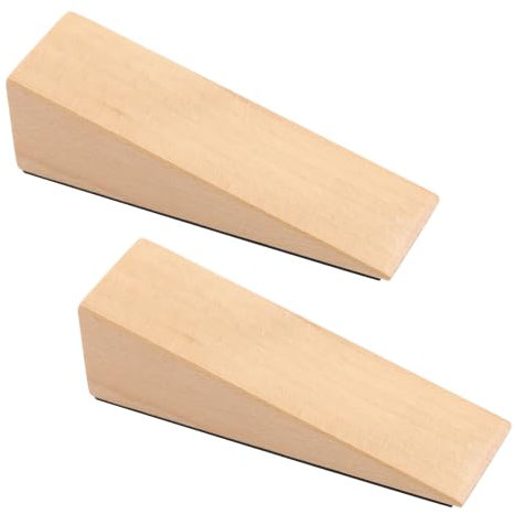 Door Stop, Wooden Door Stoppers 2 Piece Door Wedge Floor Made of Natural Wooden Fine Polishing Smooth Grain with Anti-Slip Rubber Bottom for Bedroom, Kitchen, Living Room, Bathroom Door Protector