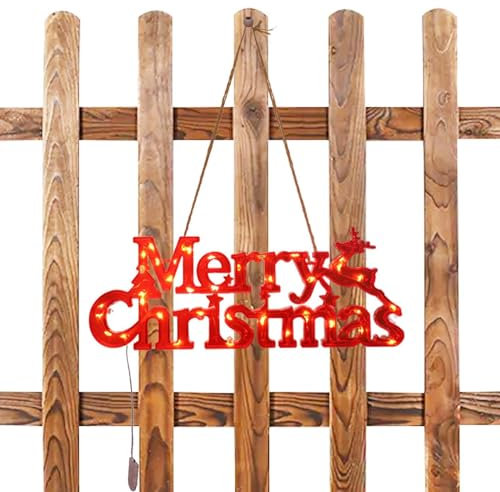 Letrero luminoso de Feliz Navidad – Cartel luminoso de Feliz Navidad, Fotos Letrero luminoso de Feliz Navidad Luces LED alimentadas a pilas para decoración navideña