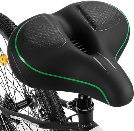 TONBUX Sillín Bicicleta Extra Grande, Sillín de Bicicleta Cómodo Impermeable, Sillin Bici Ergonómico, Asiento de Bicicleta Transpirable para MTB/Bicicleta Urbana/Bicicleta de Carretera/Ebike (Verde)