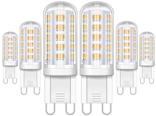 SCNNC G9 LED Lampe Warmweiß 2700K LED Leuchtmittel 5W Entspricht 40W 50W Halogenlampe, Nicht Dimmbar, 220V, 360°Abstrahlwinkel, LED G9 Glühbirne für Kristallleuchter, 6 Stück