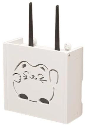 Wireless WiFi Router Aufbewahrungsbox Ohne Bohren Kabel Router Aufbewahrungsbox Regal Wandbehänge Halterung Kabel Organizer TV Set-Top Box Wandaufbewahrung Dekorative Box(Kitten,22 * 8.5 * 20cm)