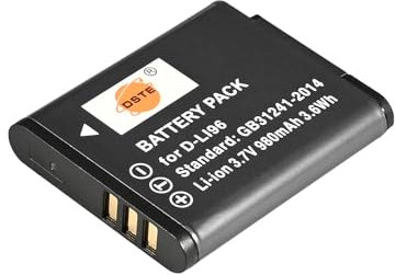 DSTE D-LI96 Batterie Li-ion 3,7 V/980 mAh compatible avec Pentax WG-1000