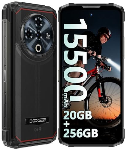 DOOGEE Fire 6 Power Rugged Smartphone - 15500mAh, 20GB+256GB Telefono Indistruttibile, 6.56'' Cellulare Antiurto, 50MP Camera, 4G Triple SIM Android 14 telefoni, IP68/69K/NFC/120LM Doppio LED Torcia