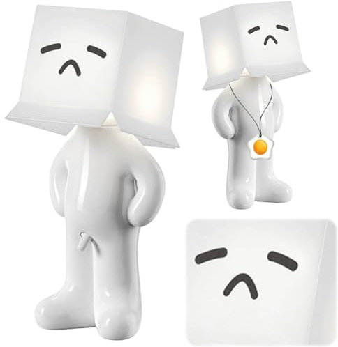 OKESYO Lustige LED Tischleuchte Kreative A Little Shy Man Nachttischlampe Wiederaufladbar Tischlampe mit Schirm Romantische LED Nachttischlampe Geschenk für Familie, Kinder, Freunde, Kollegen