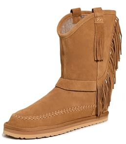 Free People Women's Faye Fringe Pull On Slipper Boots, Honey, 9 Medium US